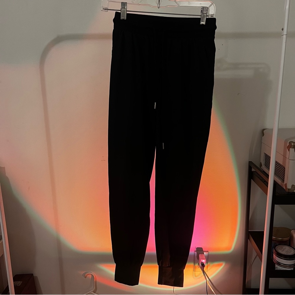sleek black joggers from the brand “out from under” :)
